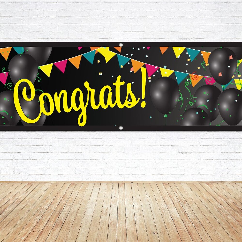 CONGRATS Congratulations 6ft. Vinyl Banner Sign Graduation Birthday Celebration